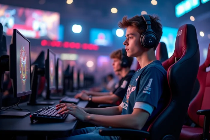 Jeune joueur esports concentré lors d'un tournoi