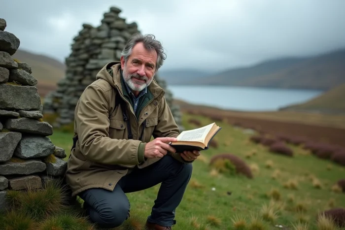 Voyageur explorant des ruines médiévales dans les Highlands écossais lors d'un voyage thématique culturel et historique